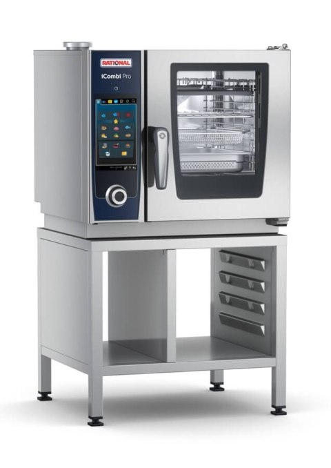 Piec konwekcyjno-parowy RATIONAL iCombi Pro XS – elektryczny, 6 × GN 2/3 - piec stoi na podstawie