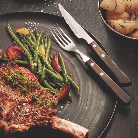 Zestaw sztućców do steków "JUMBO", 4szt., linia Churrasco, ciemny brąz Tramontina Zestaw sztućców do steków "JUMBO", 4szt., linia Churrasco, ciemny brąz Tramontina