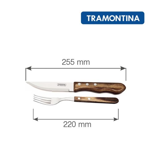 Zestaw sztućców do steków "JUMBO", 4szt., linia Churrasco, ciemny brąz Tramontina Zestaw sztućców do steków "JUMBO", 4szt., linia Churrasco, ciemny brąz Tramontina