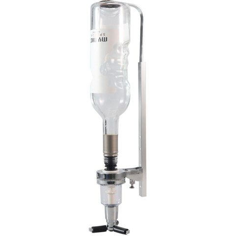 Stojak na 1 butelkę z dozownikiem V 0.03 l, aluminiowy, ścienny, H 390 mm Stojak na 1 butelkę z dozownikiem V 0.03 l, aluminiowy, ścienny, H 390 mm