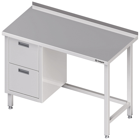 Stół przyścienny z blokiem dwóch szuflad (L),bez półki 1100x600x850 mm Stół przyścienny z blokiem dwóch szuflad (L),bez półki 1100x600x850 mm