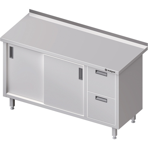 Stół przyścienny z blokiem dwóch szuflad (P),drzwi suwane 1200x700x850 mm Stół przyścienny z blokiem dwóch szuflad (P),drzwi suwane 1200x700x850 mm