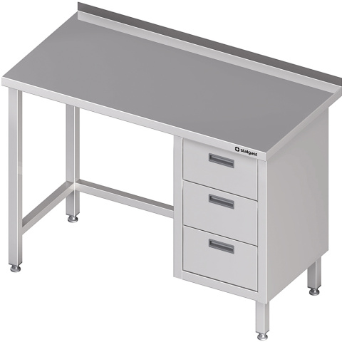 Stół przyścienny z blokiem trzech szuflad (P),bez półki 1900x600x850 mm Stół przyścienny z blokiem trzech szuflad (P),bez półki 1900x600x850 mm