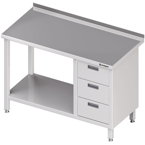 Stół przyścienny z blokiem trzech szuflad (P),i półką 800x700x850 mm Stół przyścienny z blokiem trzech szuflad (P),i półką 800x700x850 mm