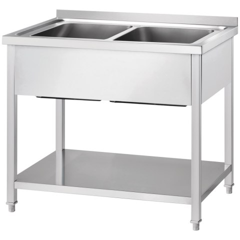 Stół ze zlewem 2-kom. (P),z półką 1400x600x850 mm skręcany Stół ze zlewem 2-kom. (P),z półką 1400x600x850 mm skręcany
