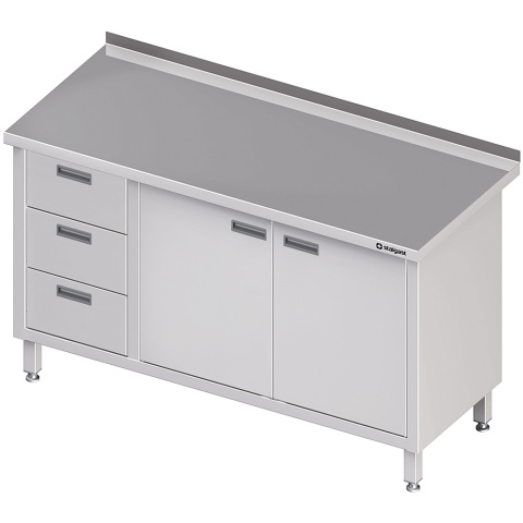 Stół przyścienny z blokiem trzech szuflad (L),drzwi suwane 1300x700x850 mm Stół przyścienny z blokiem trzech szuflad (L),drzwi suwane 1300x700x850 mm