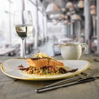 Talerz organiczny z wysokim rantem Stonecast Barley White, 230mm Churchill