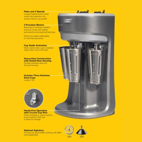 Mikser potrójny, koktajler do frappe koktaji i shake mlecznych HMD400P-CE ,Hamilton Beach Commercial Hamilton Beach Commercial