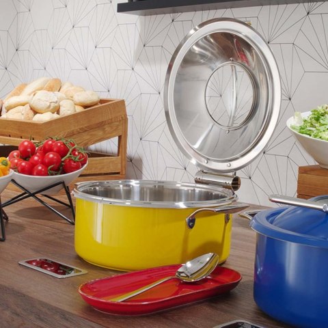 Podgrzewacz z szybą okrągły 4,5 l bez wkładu, żółty Fine Dine