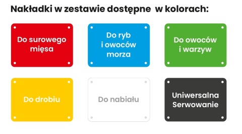 Nakładki w zestawie dostępne w 6 kolorach:
