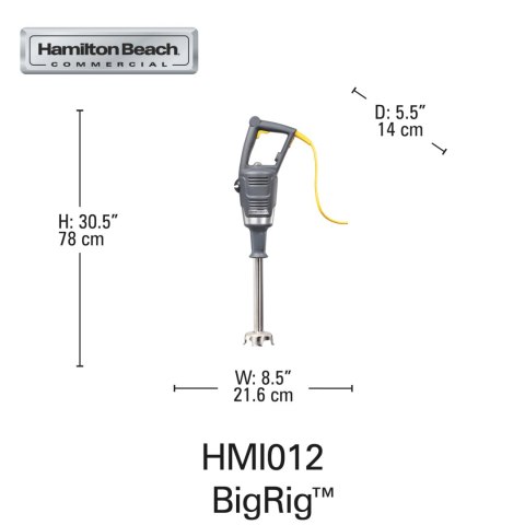 Mikser zanurzeniowy Hamilton Beach BigRig HMI021-CE - ramię 533 mm, do 158 l, 1000 W, 8 prędkości