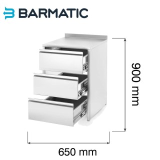 Moduł z szufladami Barmatic Oxygen 816462 - 600 × 650 × 900 mm, 3 szuflady cargo