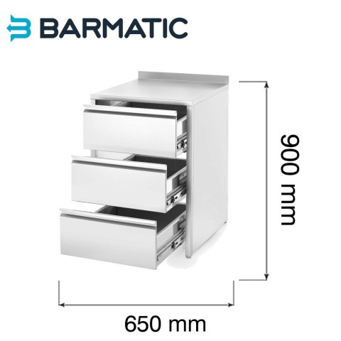 Moduł z szufladami Barmatic Oxygen 816462 - 600 × 650 × 900 mm, 3 szuflady cargo