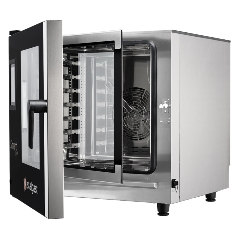 Piec konwekcyjno-parowy Stalgast SmartCook 7x GN 2/1 (9100053) z panelem dotykowym – otwarte drzwi