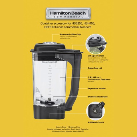 Dzbanek z copoliestru do blendera HBB255/HBH455/HBF510-CE 1,4l - Hamilton Beach Commercial. Dzbanek z copoliestru do blendera HBB255/HBH455/HBF510-CE 1,4l - Hamilton Beach Commercial.