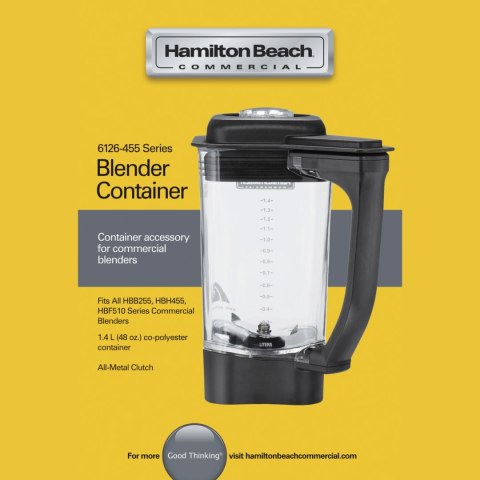 Dzbanek z copoliestru do blendera HBB255/HBH455/HBF510-CE 1,4l - Hamilton Beach Commercial. Dzbanek z copoliestru do blendera HBB255/HBH455/HBF510-CE 1,4l - Hamilton Beach Commercial.