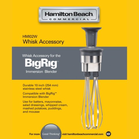 Rózga do miksera zanurzeniowego Hamilton Beach BigRig HMI02W - ramię ubijające, stal nierdzewna